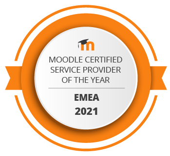 Badge - Moodle Awards - Moodle Certified Service Provider Of The Year - EMEA Region 2021